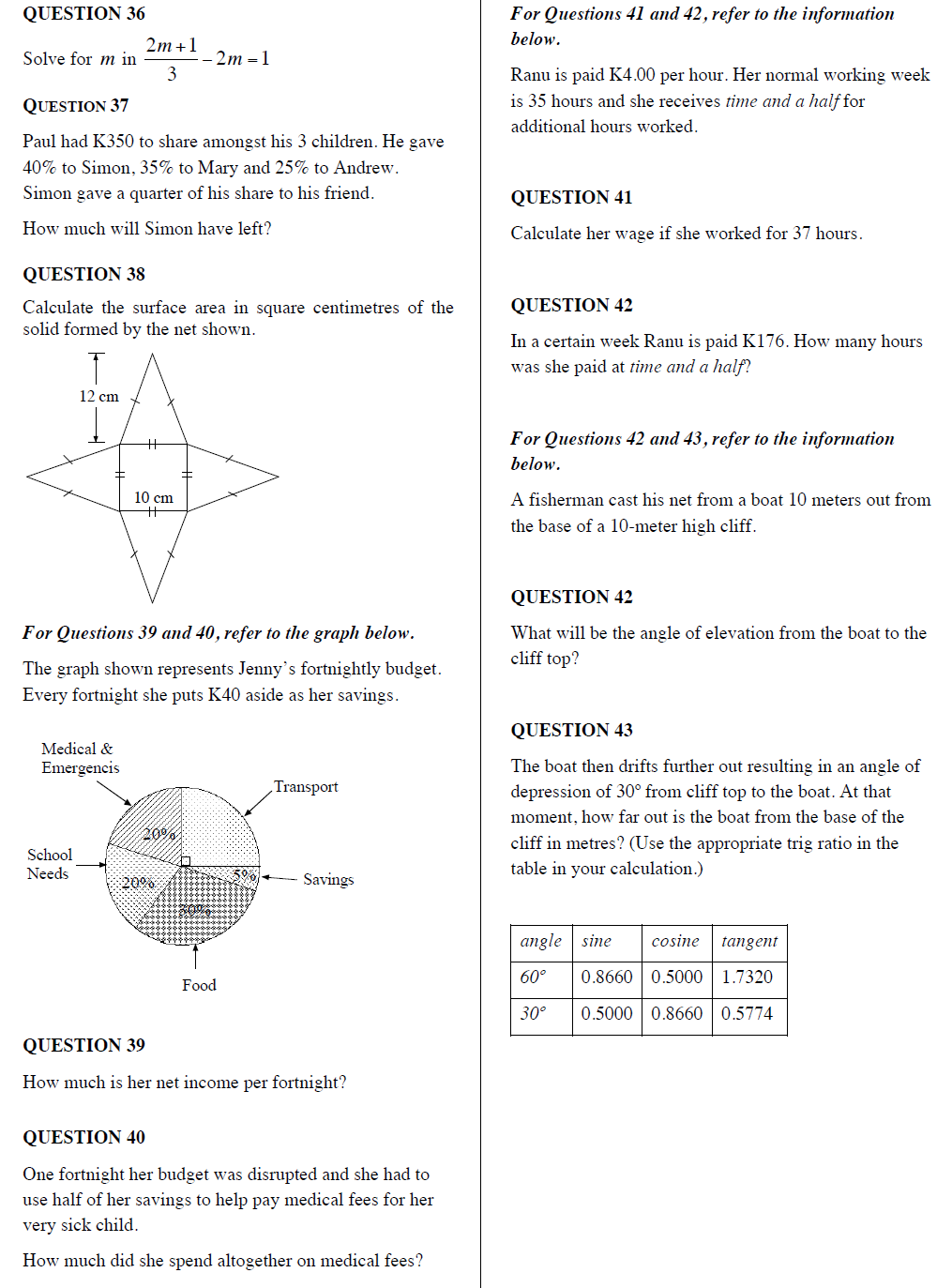 maths quiz questions with answers for class 10