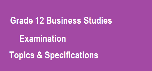 Grade 12 Business Studies Examination topics and units